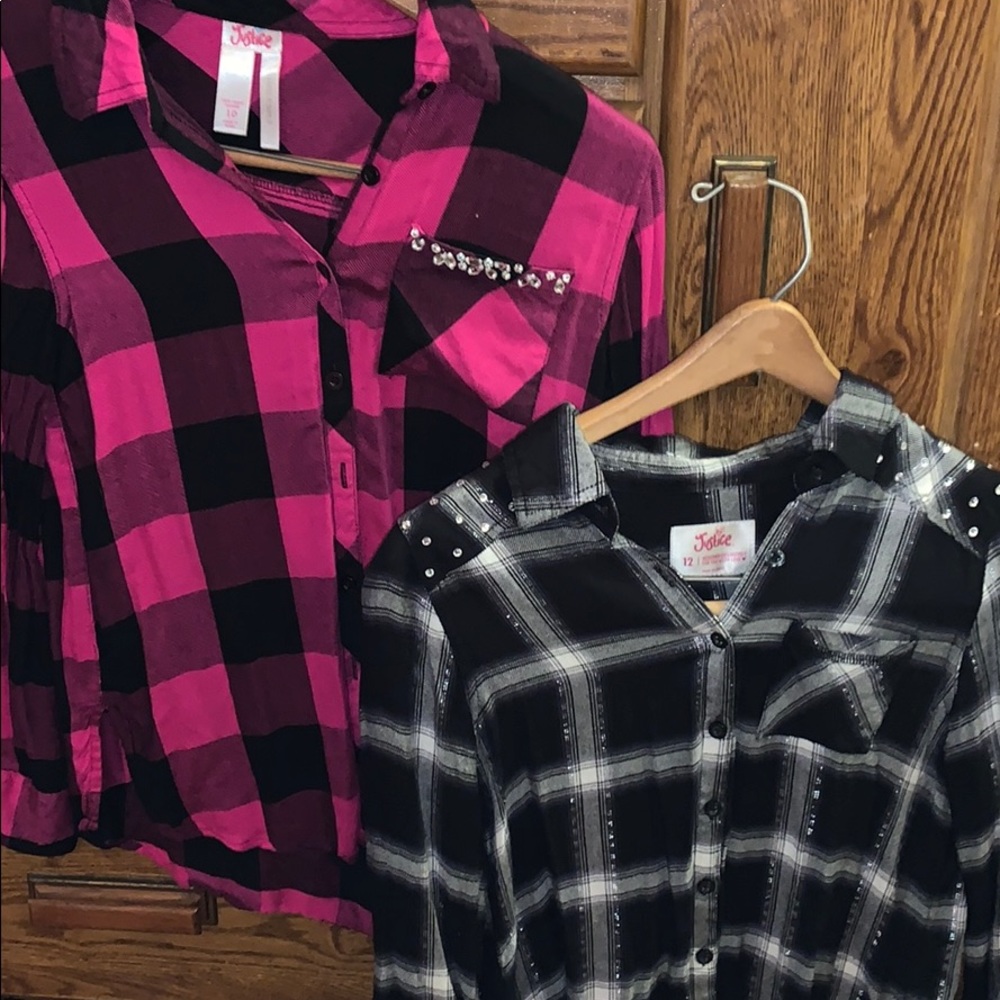 Justice checker style bling shirt size 10 size 12